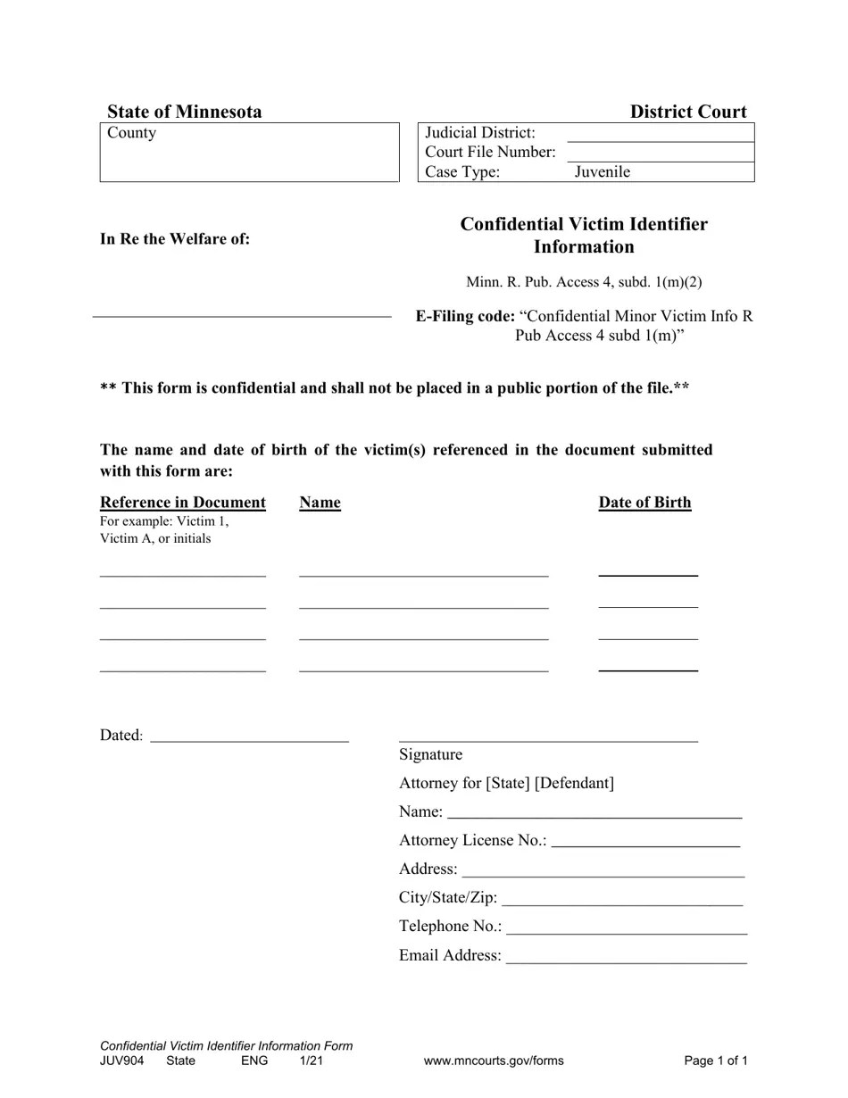 Form JUV904 Fill Out, Sign Online and Download Printable PDF