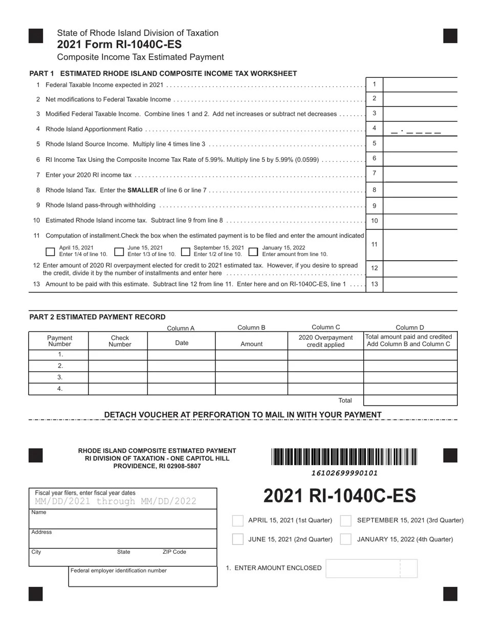 Form RI1040CES 2021 Fill Out, Sign Online and Download Fillable