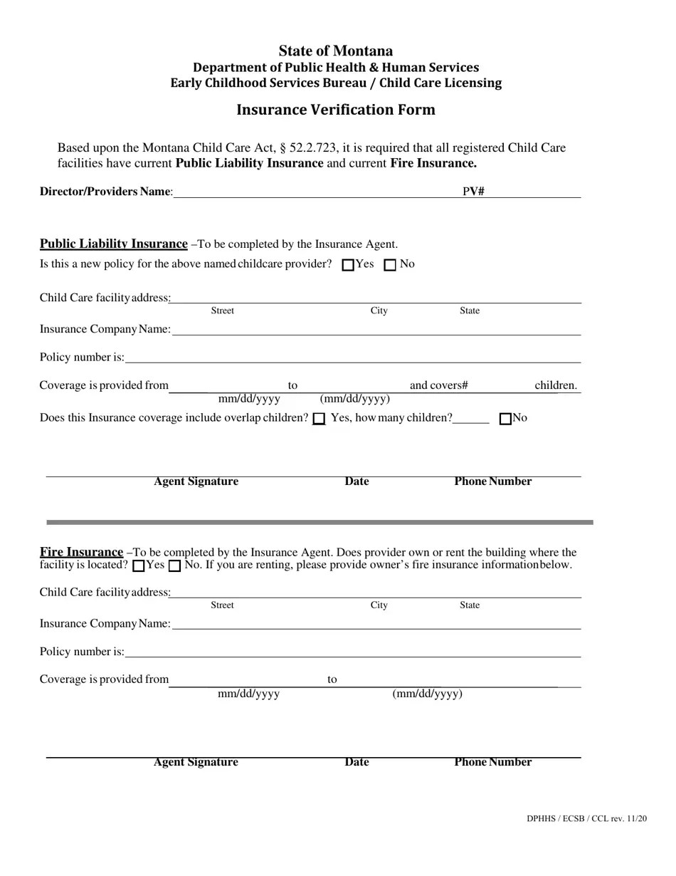 Montana Insurance Verification Form Fill Out, Sign Online and