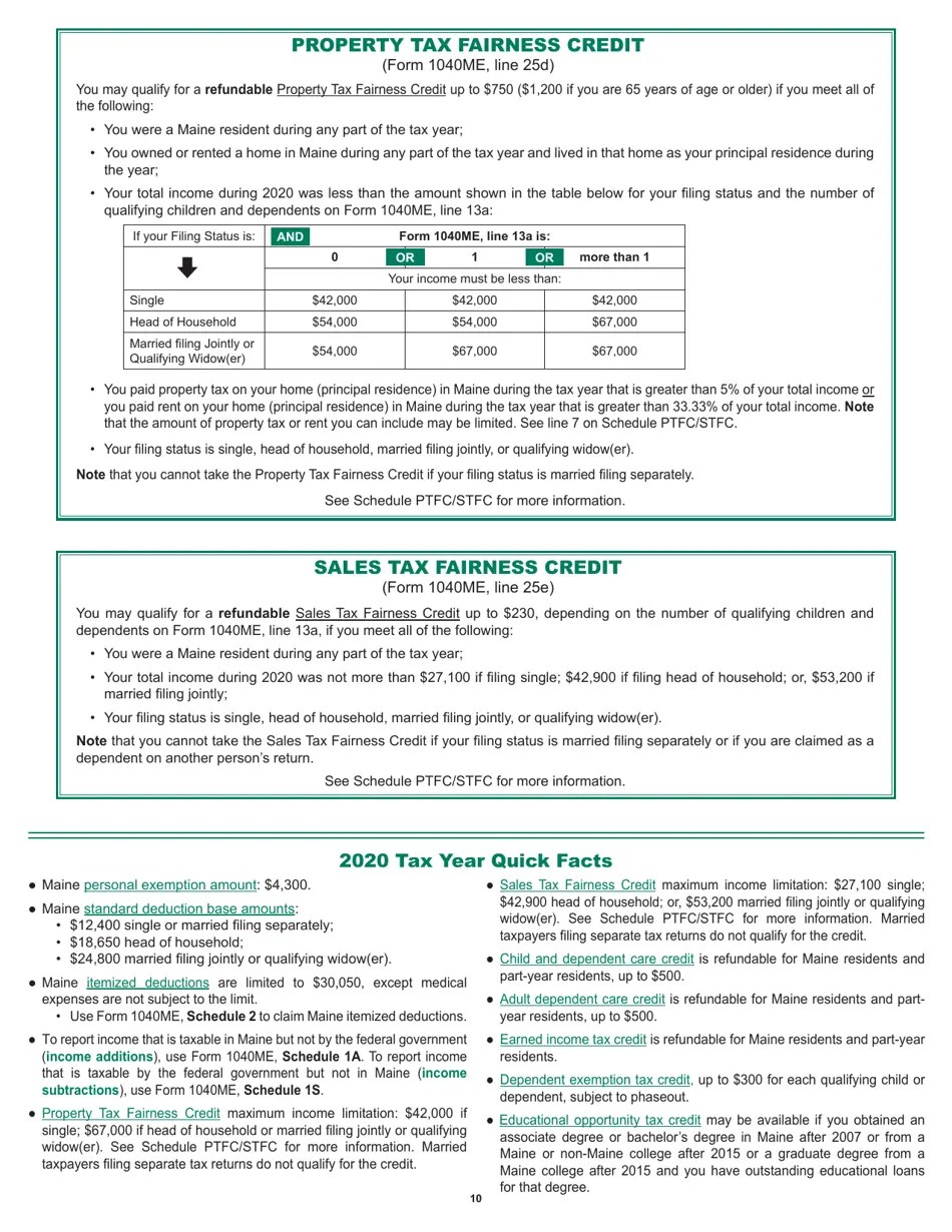 Download Instructions for Form 1040ME Maine Individual Tax PDF