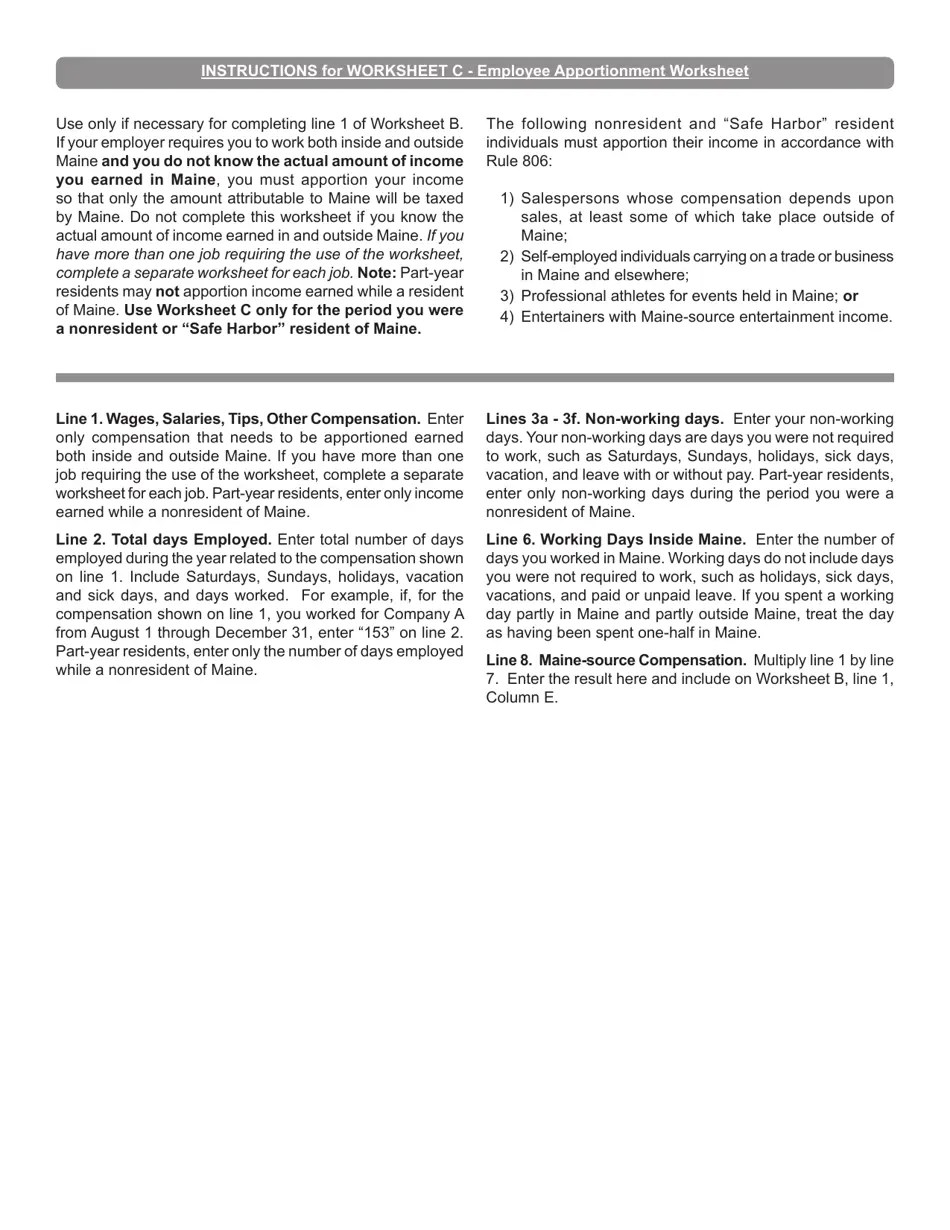 Maine Employee Apportionment Worksheet Fill Out, Sign Online and Download PDF Templateroller