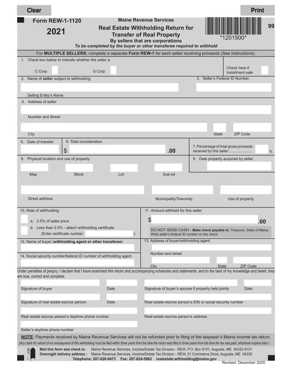 Form REW11120 Download Fillable PDF or Fill Online Real Estate
