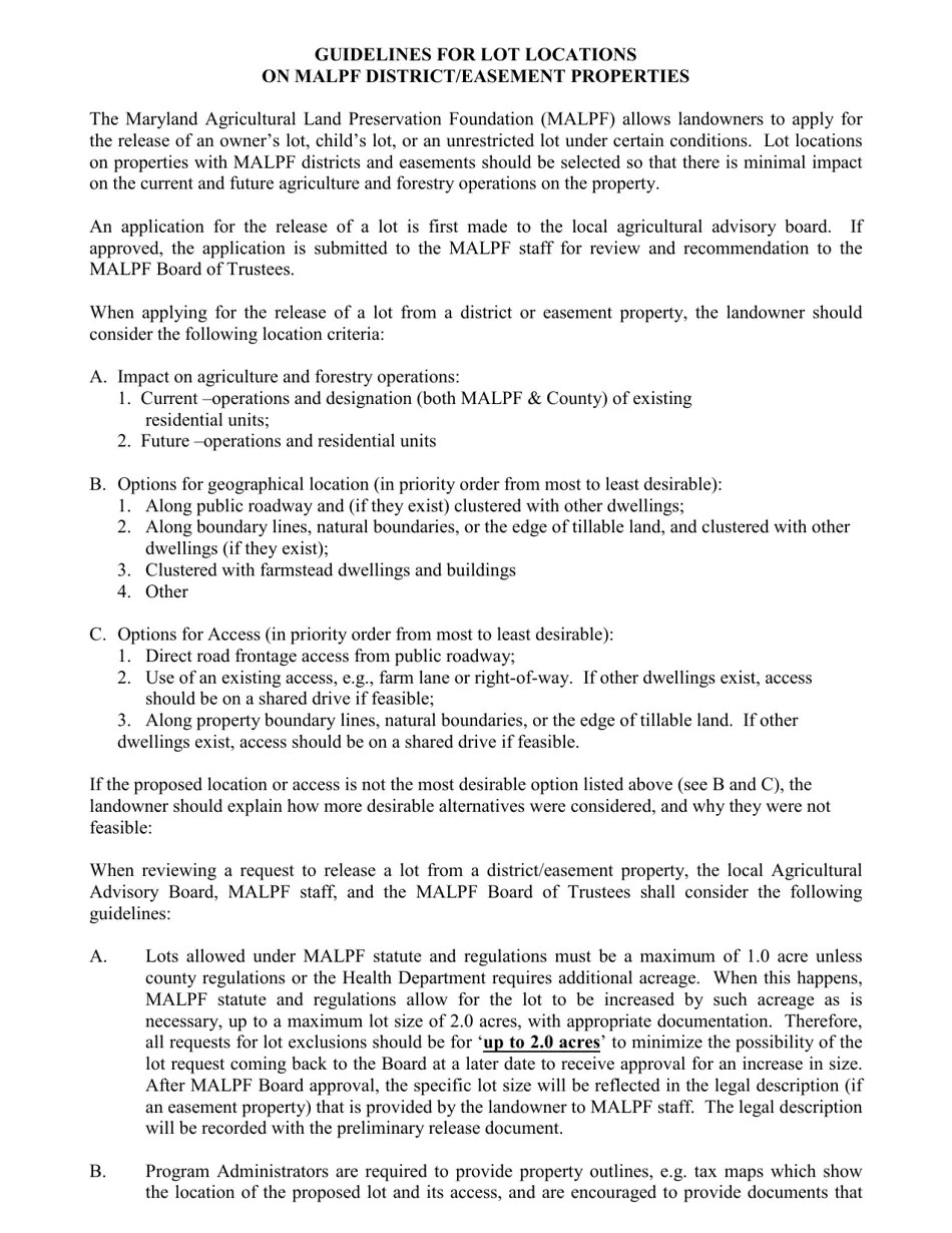 Maryland Application for Family Lot Exclusion Fill Out, Sign Online