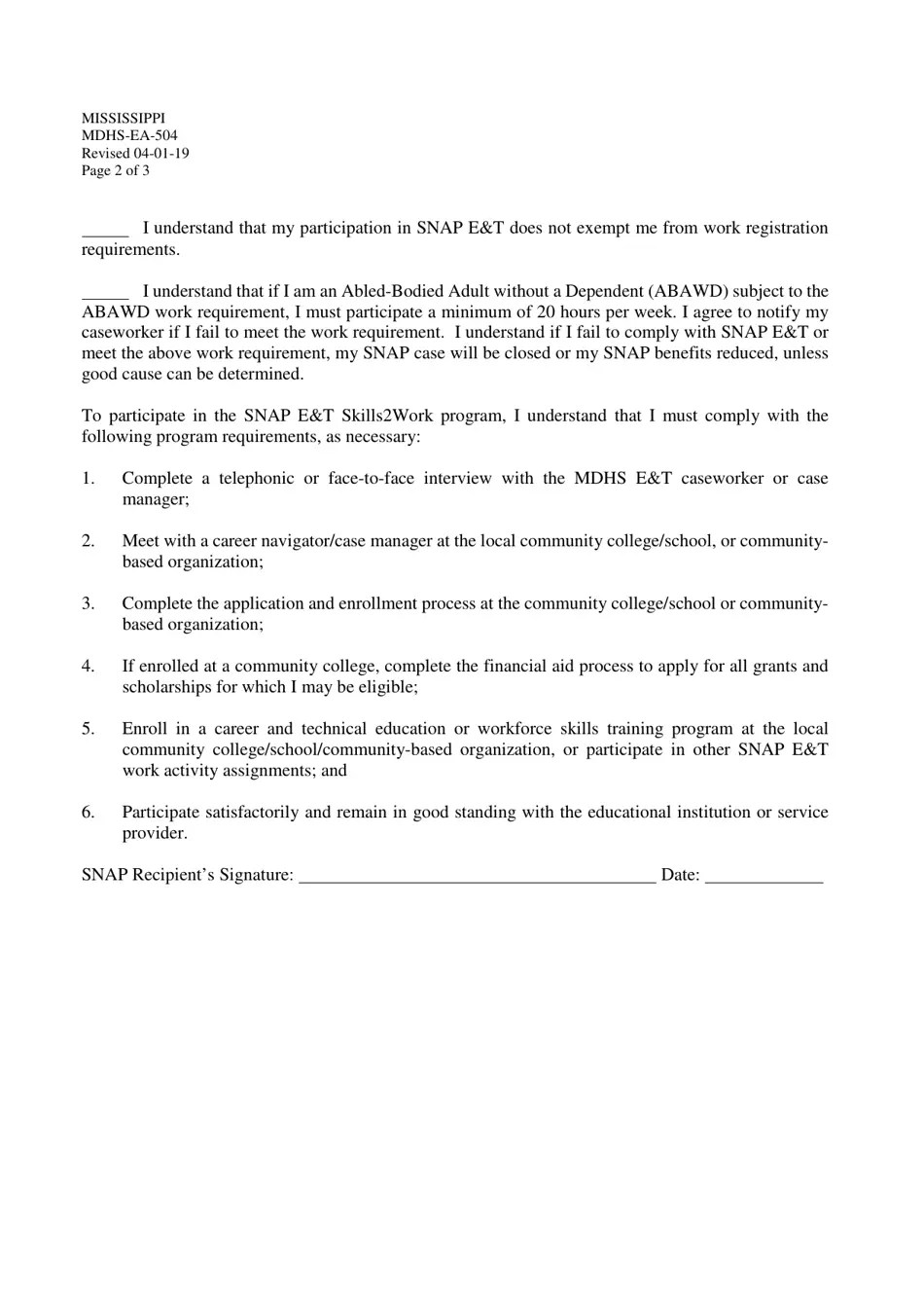 Form MDHSEA504 Fill Out, Sign Online and Download Fillable PDF