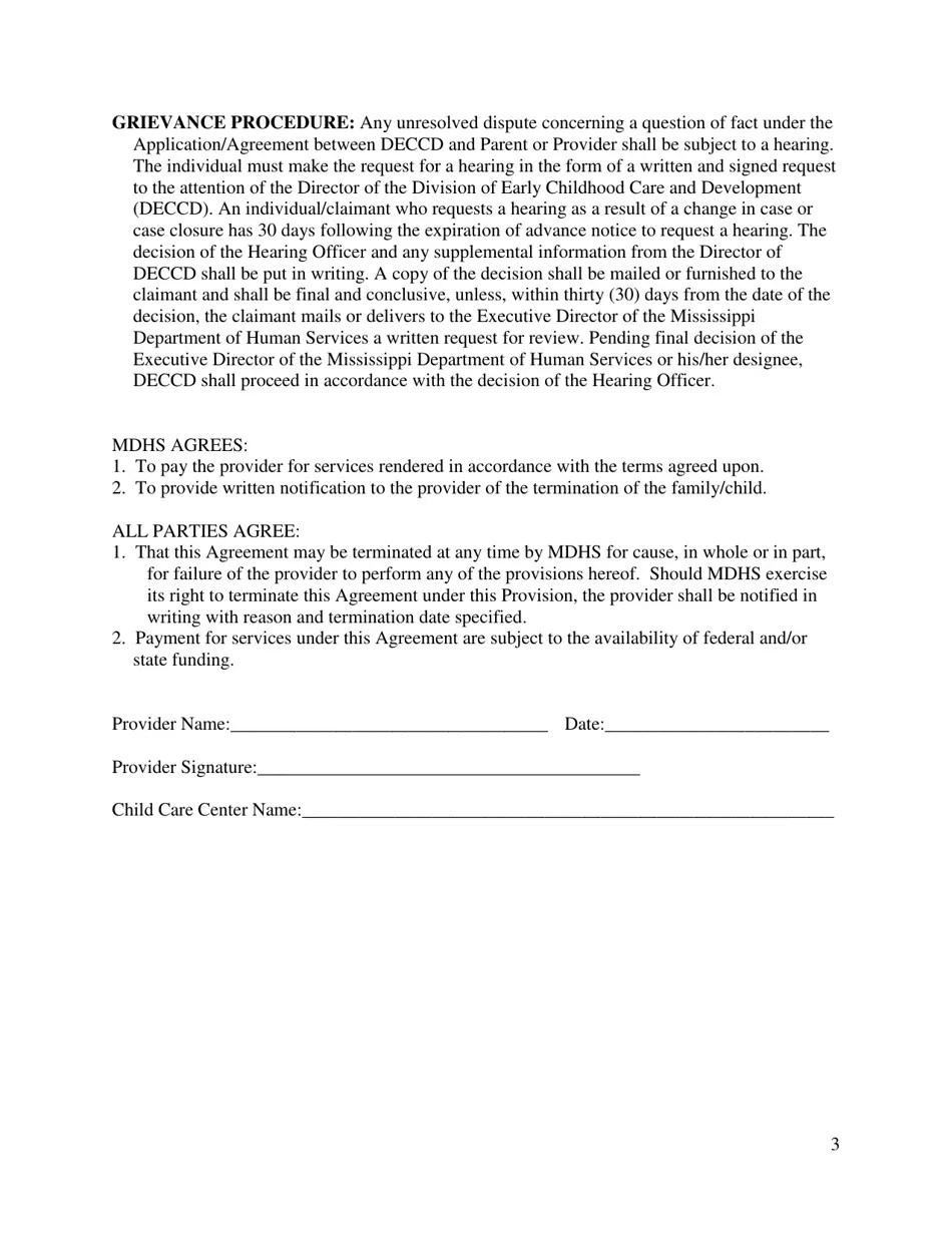 Mississippi Application for Licensed Child Care Providers & Group Homes