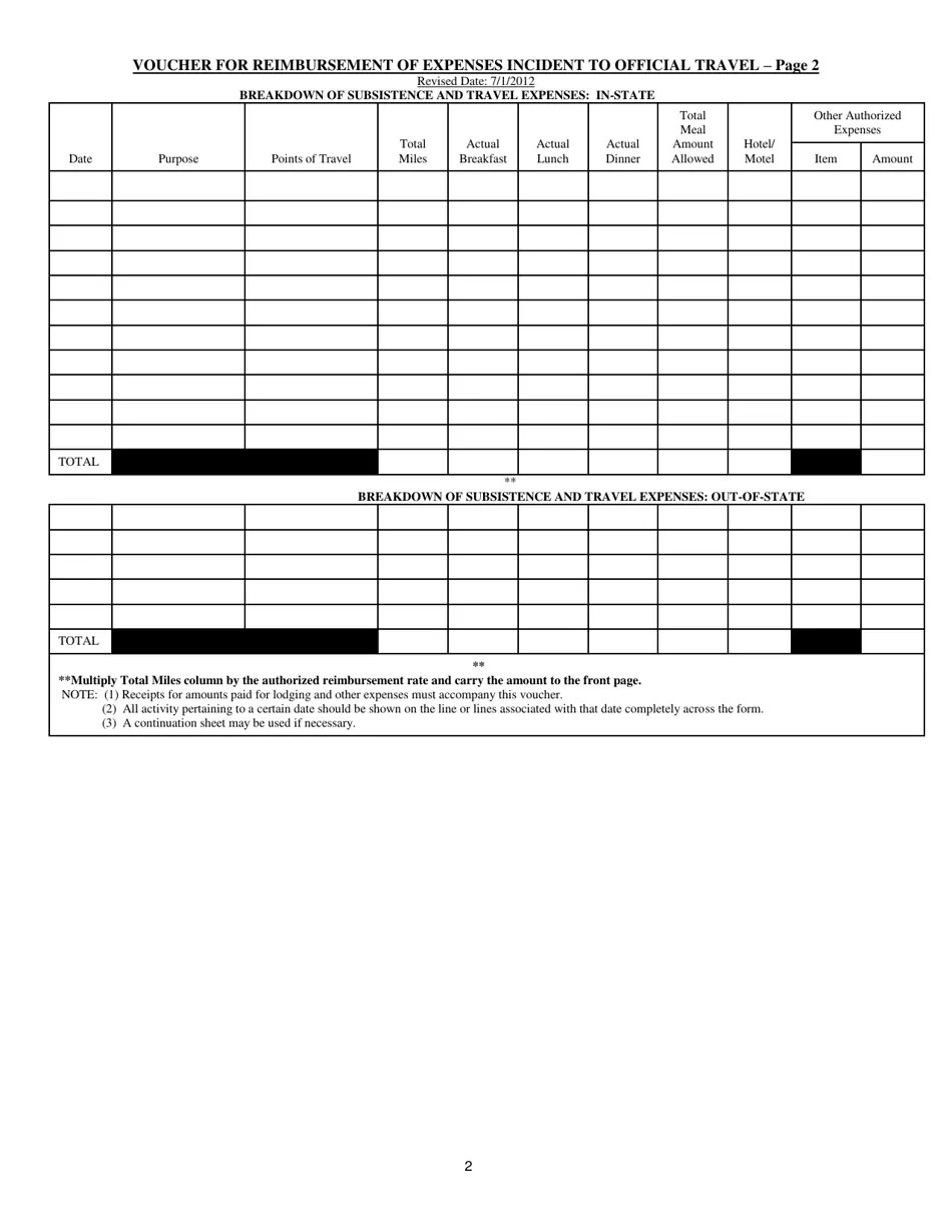 Mississippi Voucher for Reimbursement of Expenses Incident to Official