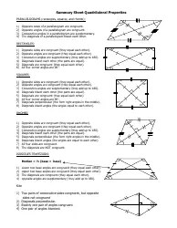 Quadrilateral Properties Summary Cheat Sheet Download Printable PDF