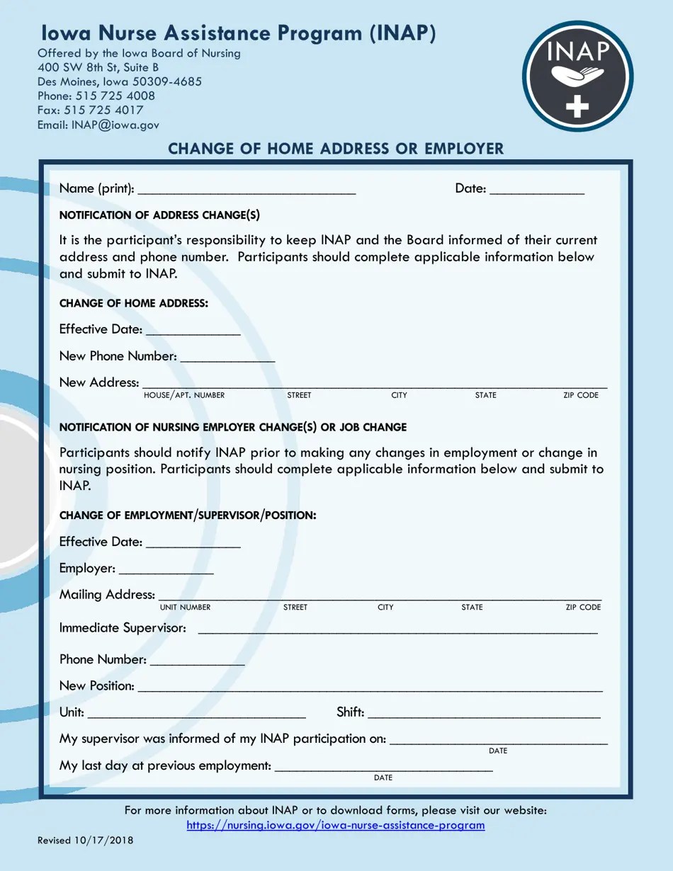 Iowa Change of Home Address or Employer Fill Out, Sign Online and