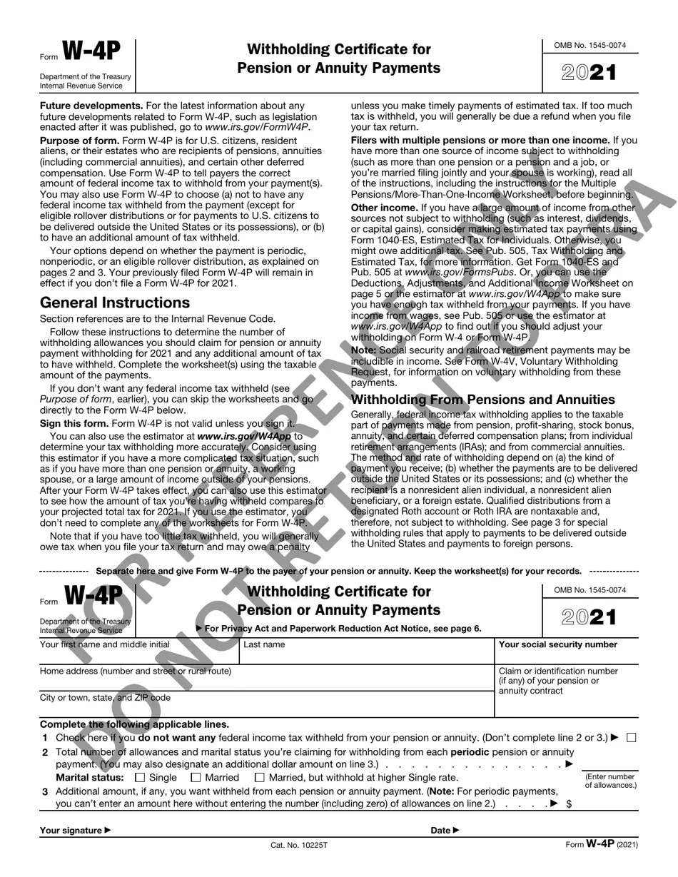 2021 Minnesota Substitute Form W4p Tax Withholding Certificate
