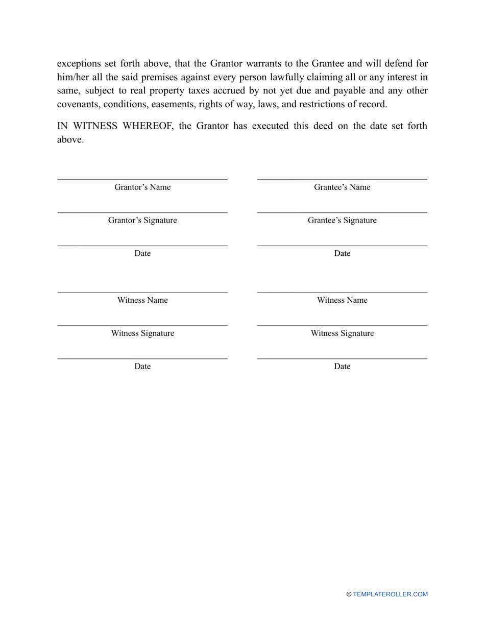 (United States) Warranty Deed Form Fill Out, Sign Online and