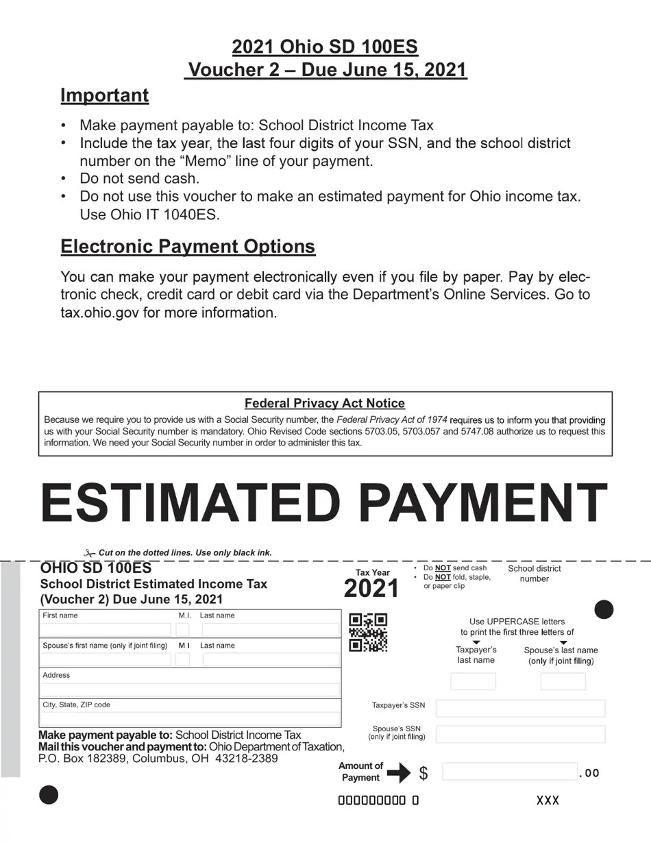 Form SD100ES 2021 Fill Out, Sign Online and Download Fillable PDF