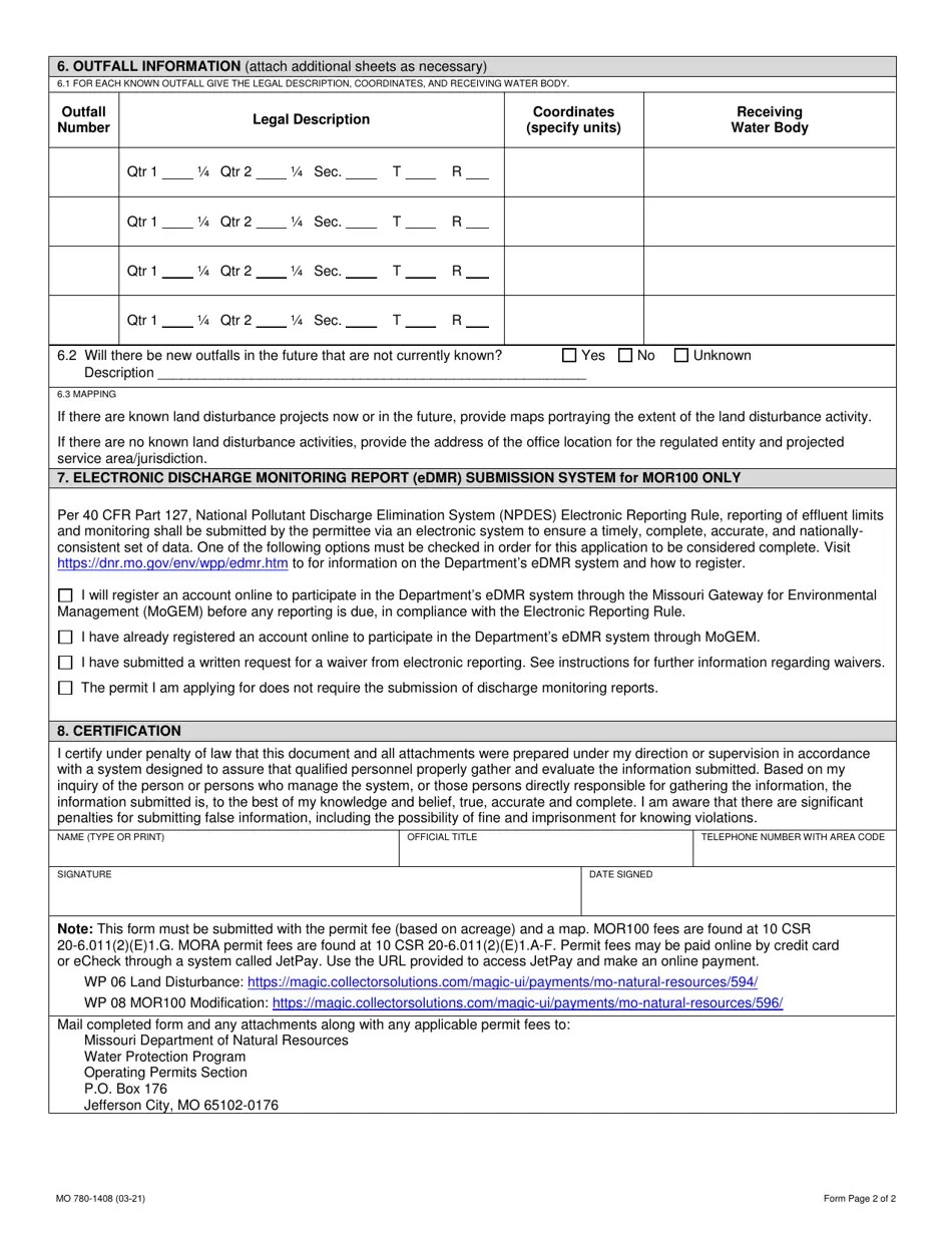 Form G (MO7801408) Download Fillable PDF or Fill Online Application