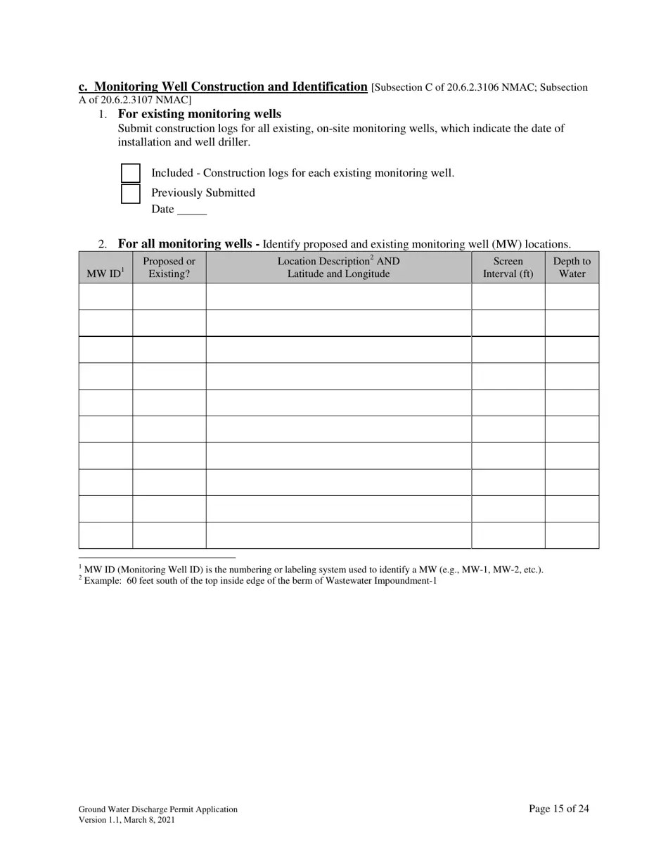 New Mexico Ground Water Discharge Permit Application Download Fillable