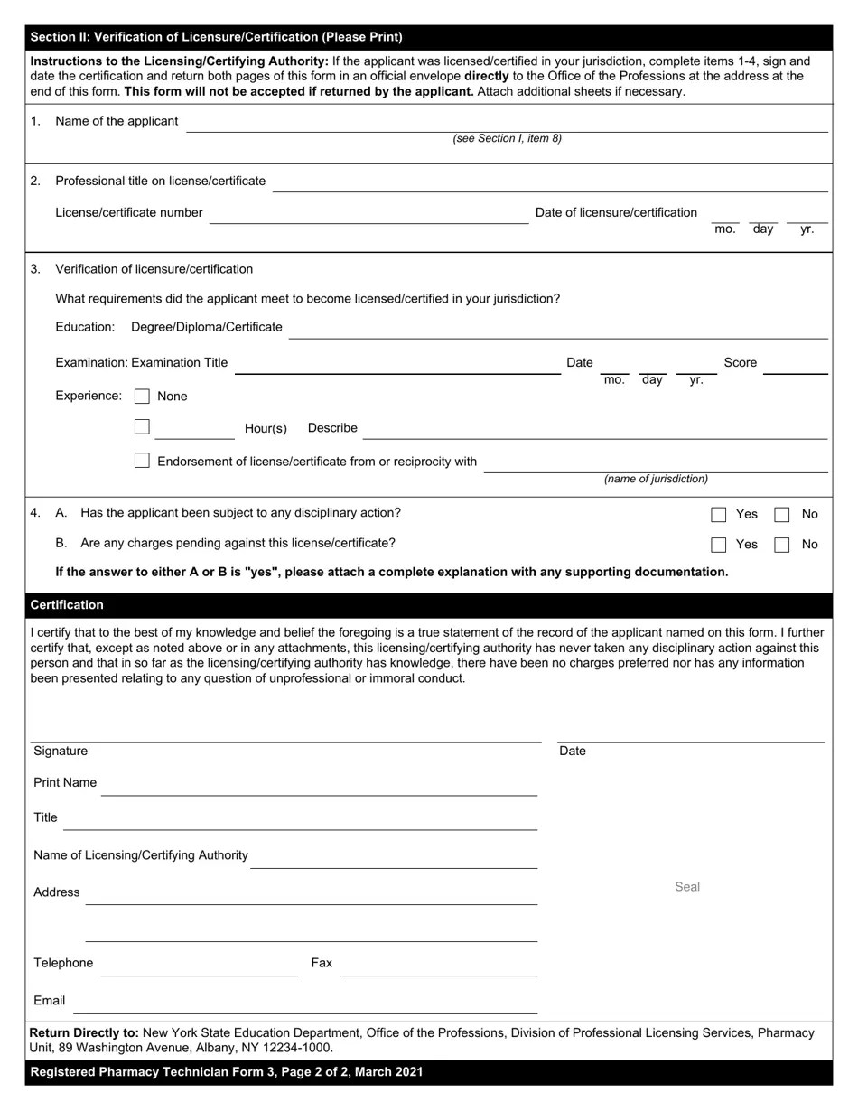 Registered Pharmacy Technician Form 3 Download Fillable PDF or Fill Online Verification of Other