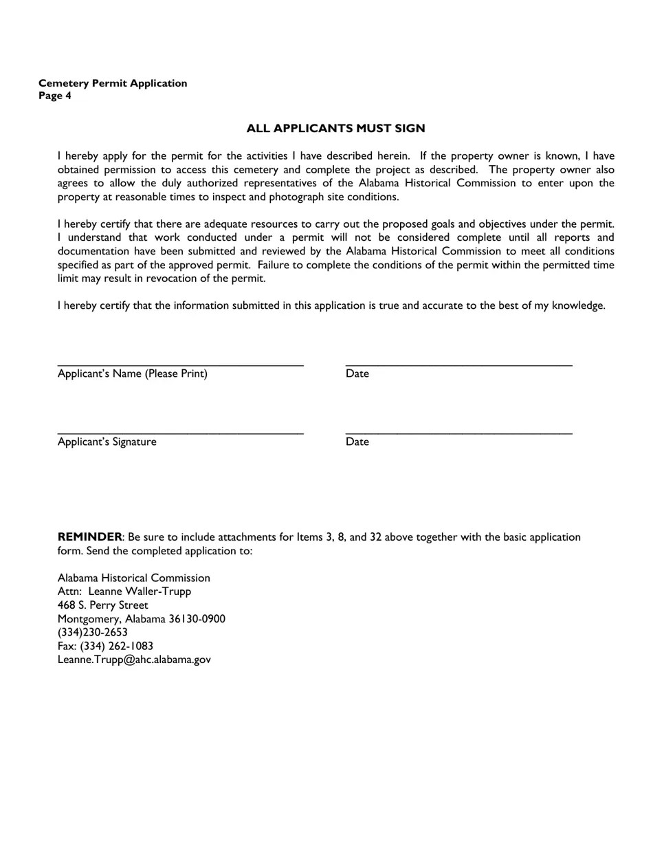 Alabama Cemetery Permit Application Fill Out, Sign Online and