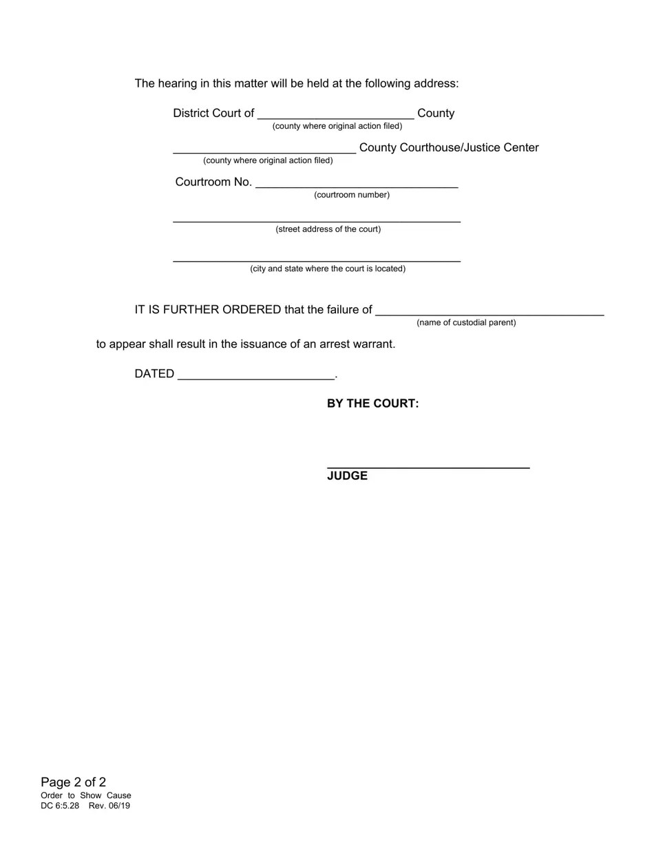 Form DC65.28 Download Fillable PDF or Fill Online Order to Show Cause