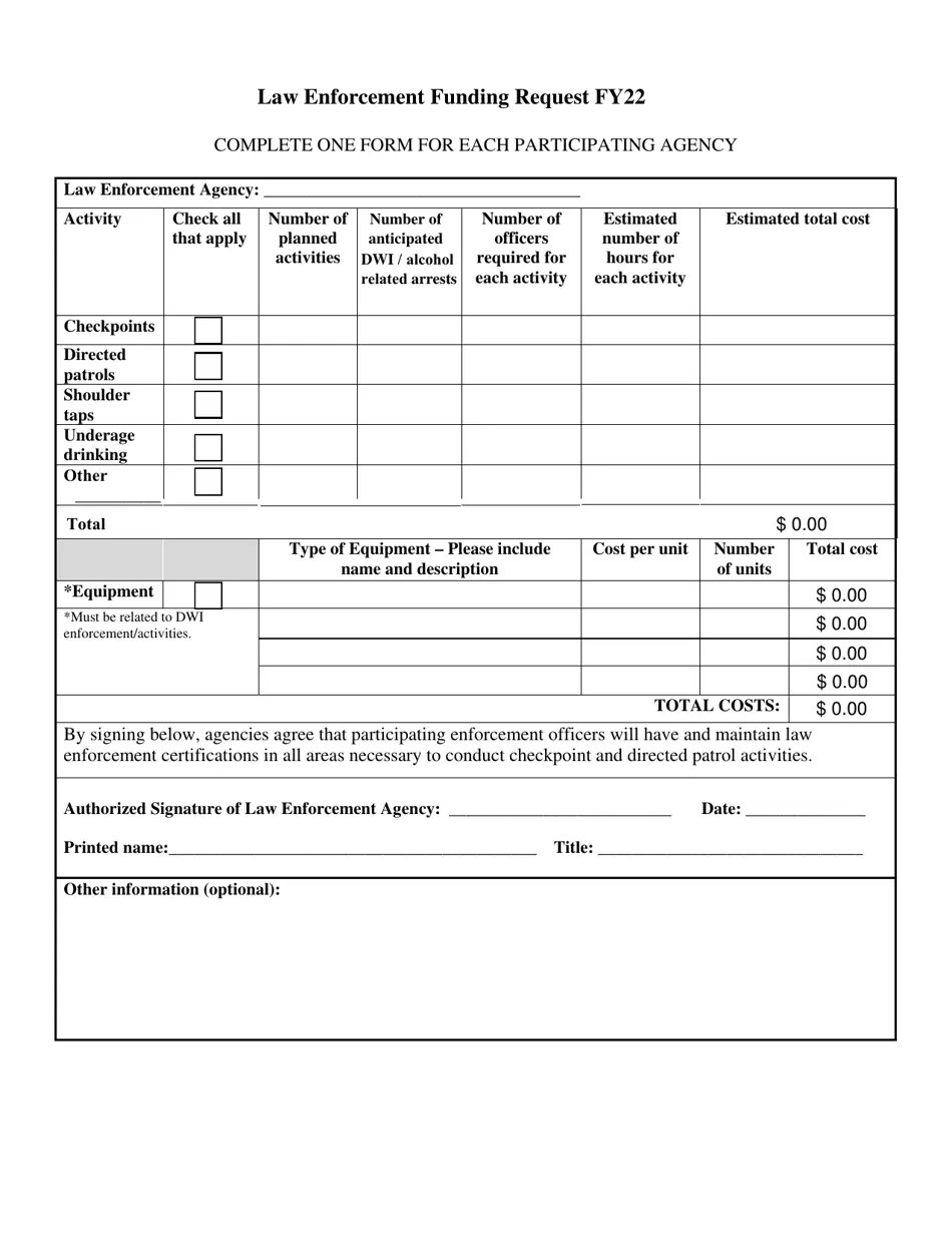 2022 New Mexico Law Enforcement Funding Request Fill Out, Sign Online
