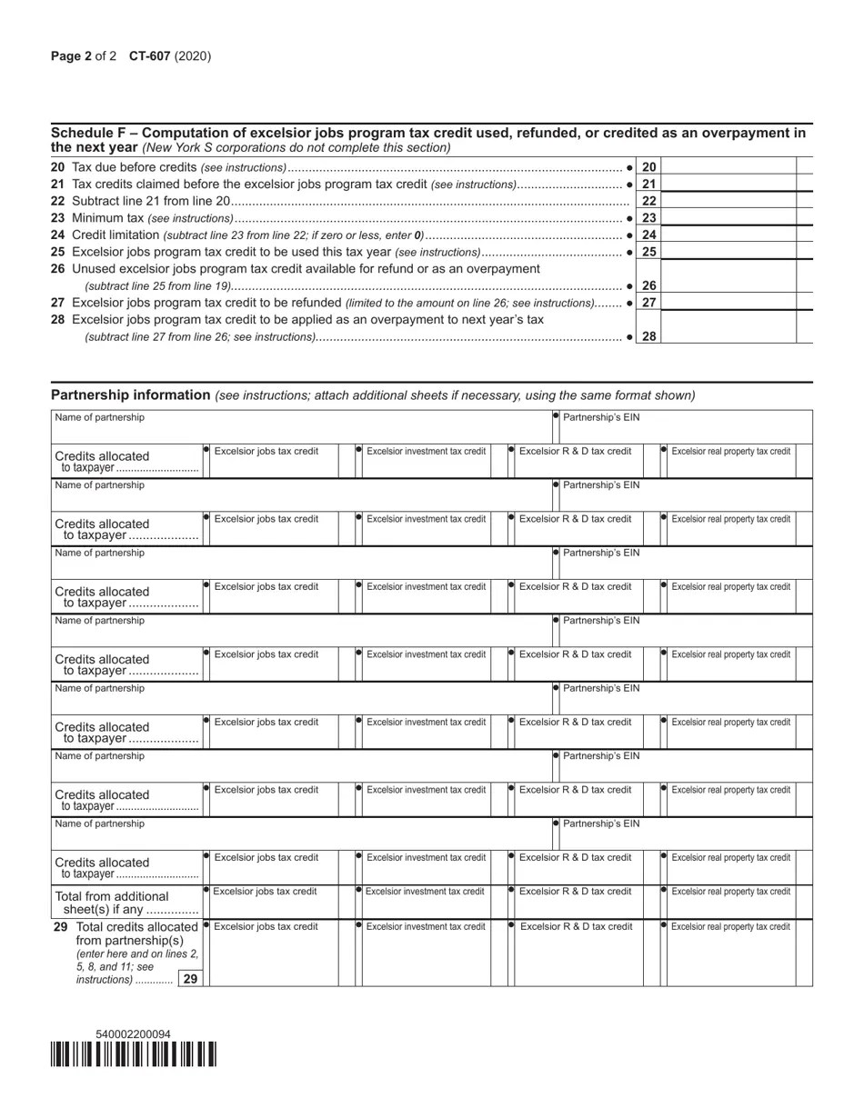 Form CT607 2020 Fill Out, Sign Online and Download Printable PDF