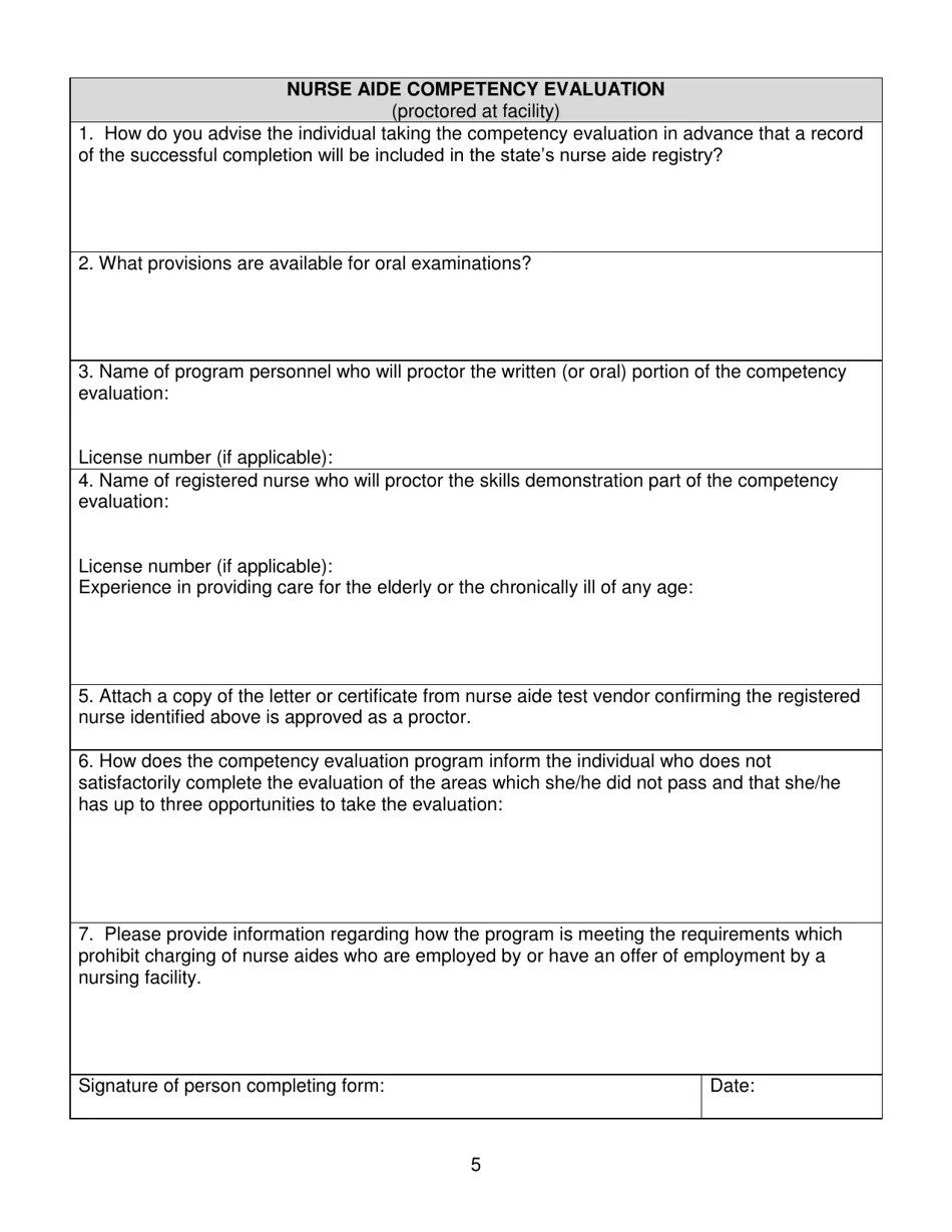 North Dakota Nurse Aide Training Program Application for Approval