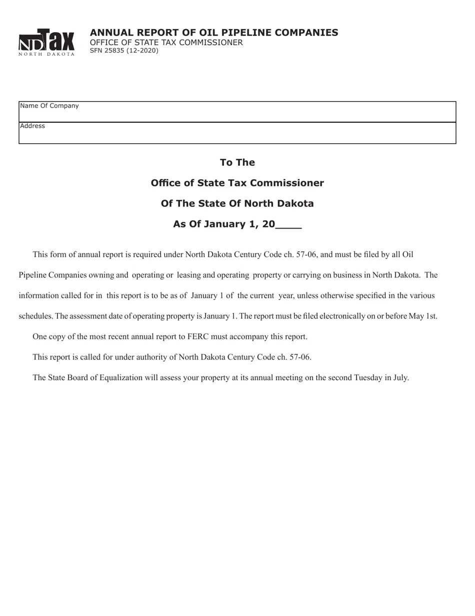 Form SFN25835 Fill Out, Sign Online and Download Fillable PDF, North Dakota Templateroller