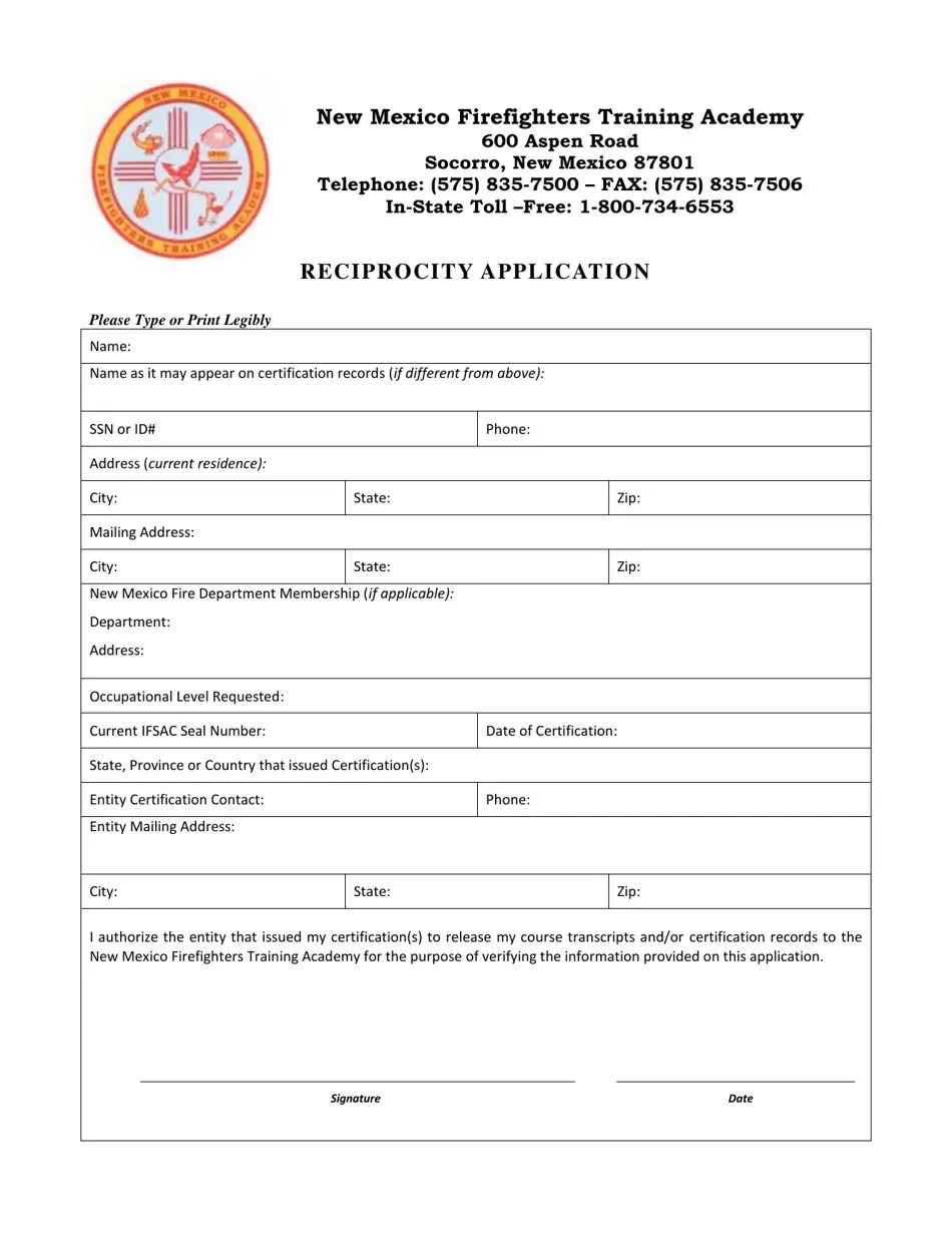 New Mexico Reciprocity Application Fill Out, Sign Online and Download PDF Templateroller