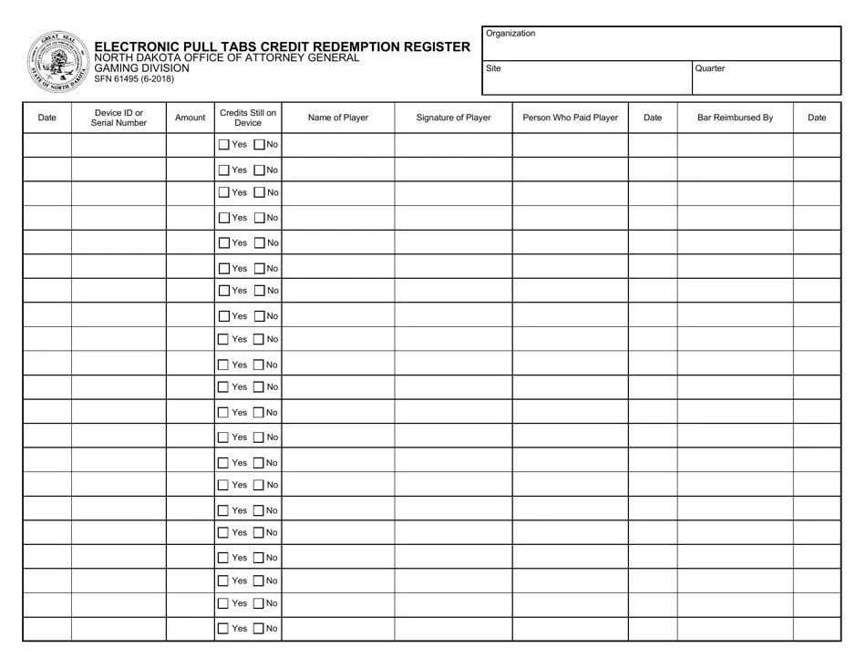 Form SFN61495 Fill Out, Sign Online and Download Printable PDF, North