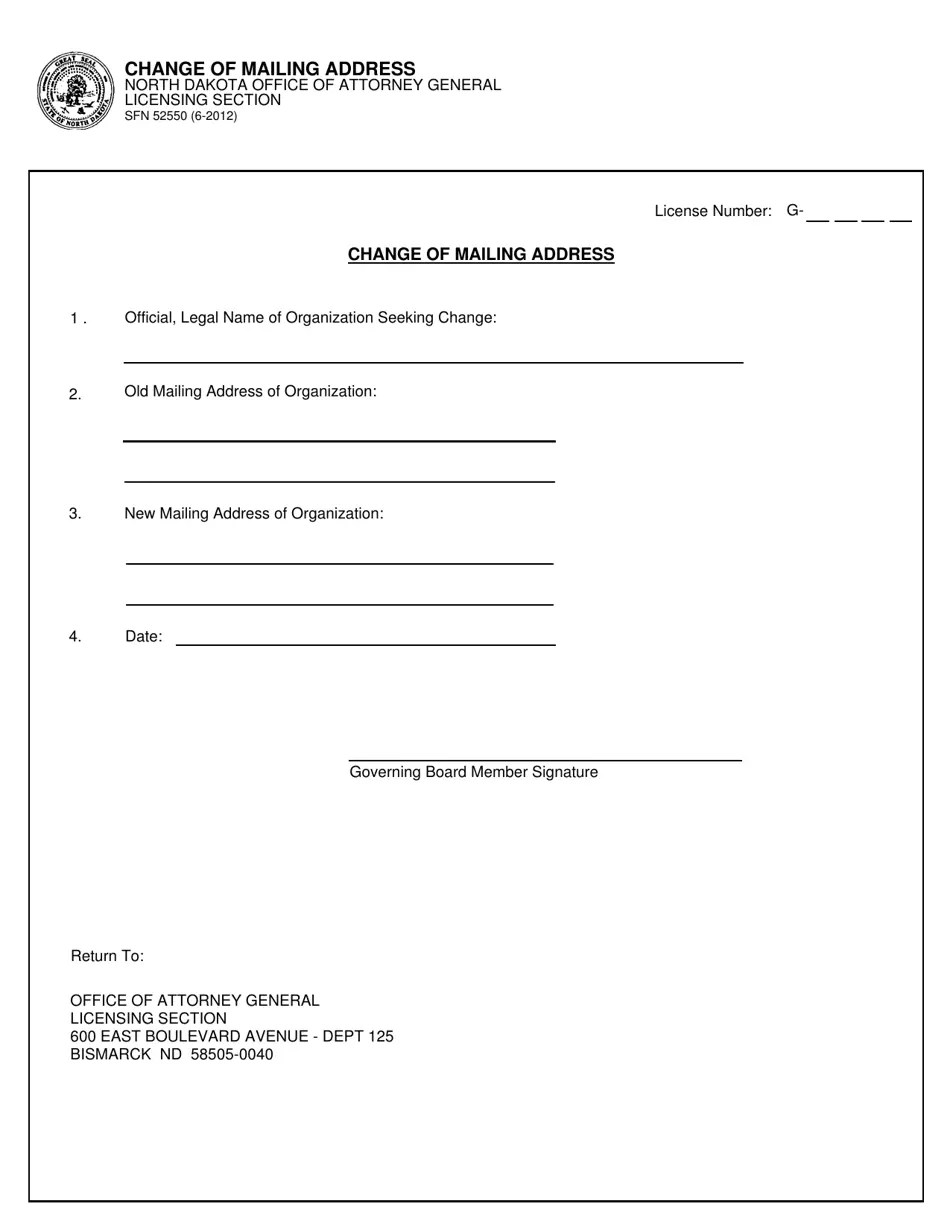 Form SFN52550 Fill Out, Sign Online and Download Printable PDF, North