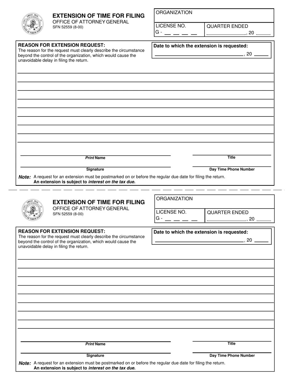 Form SFN52559 Fill Out, Sign Online and Download Fillable PDF, North