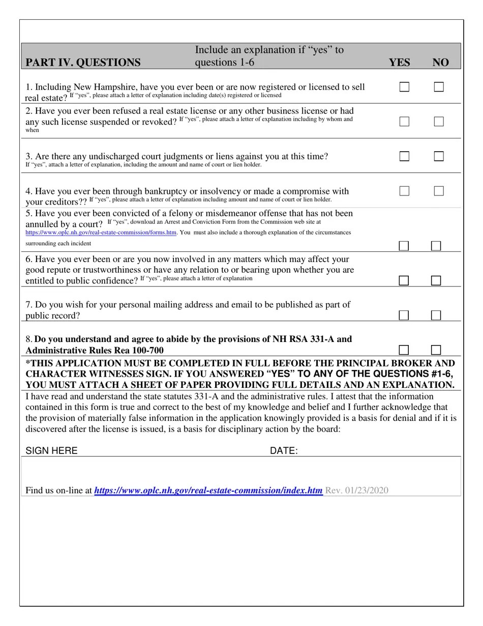 New Hampshire Real Estate Salesperson Application Form Fill Out, Sign Online and Download PDF