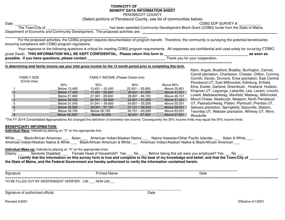Penobscot County, Maine Benefit Data Information Sheet Download