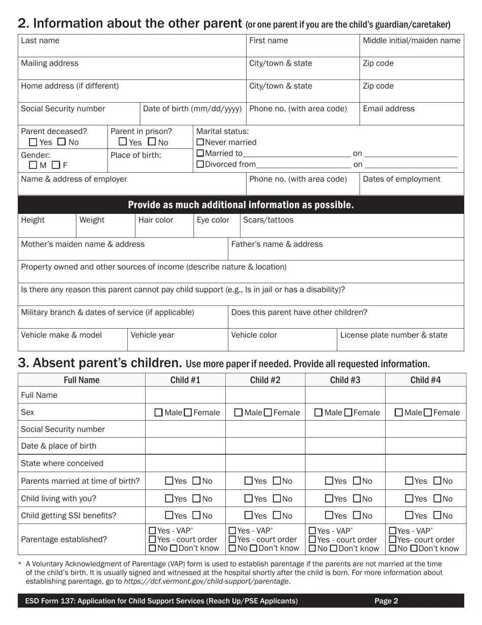 ESD Form 137 Fill Out, Sign Online and Download Fillable PDF, Vermont Templateroller