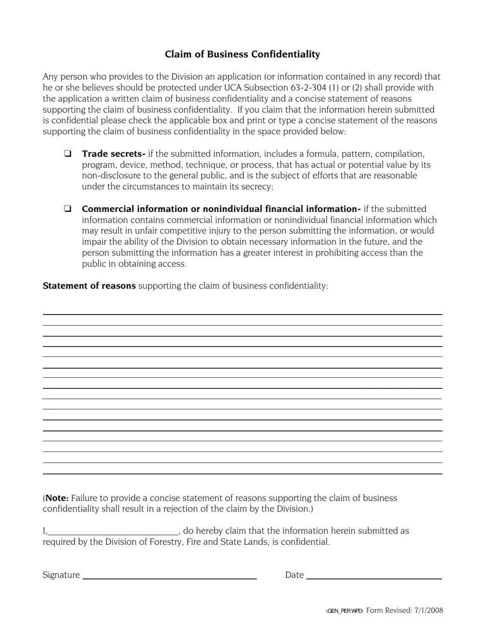 Utah General Permit on Sovereign Land Application Fill Out, Sign