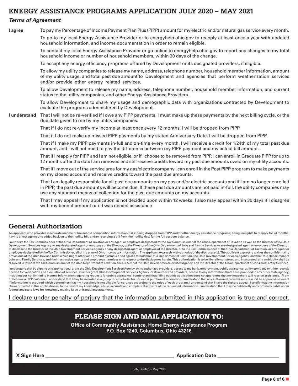 2021 Ohio Energy Assistance Programs Application Fill Out, Sign
