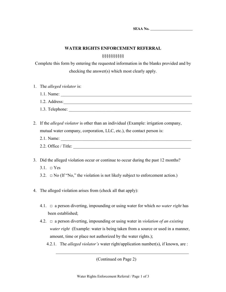 Utah Water Rights Enforcement Referral Fill Out, Sign Online and