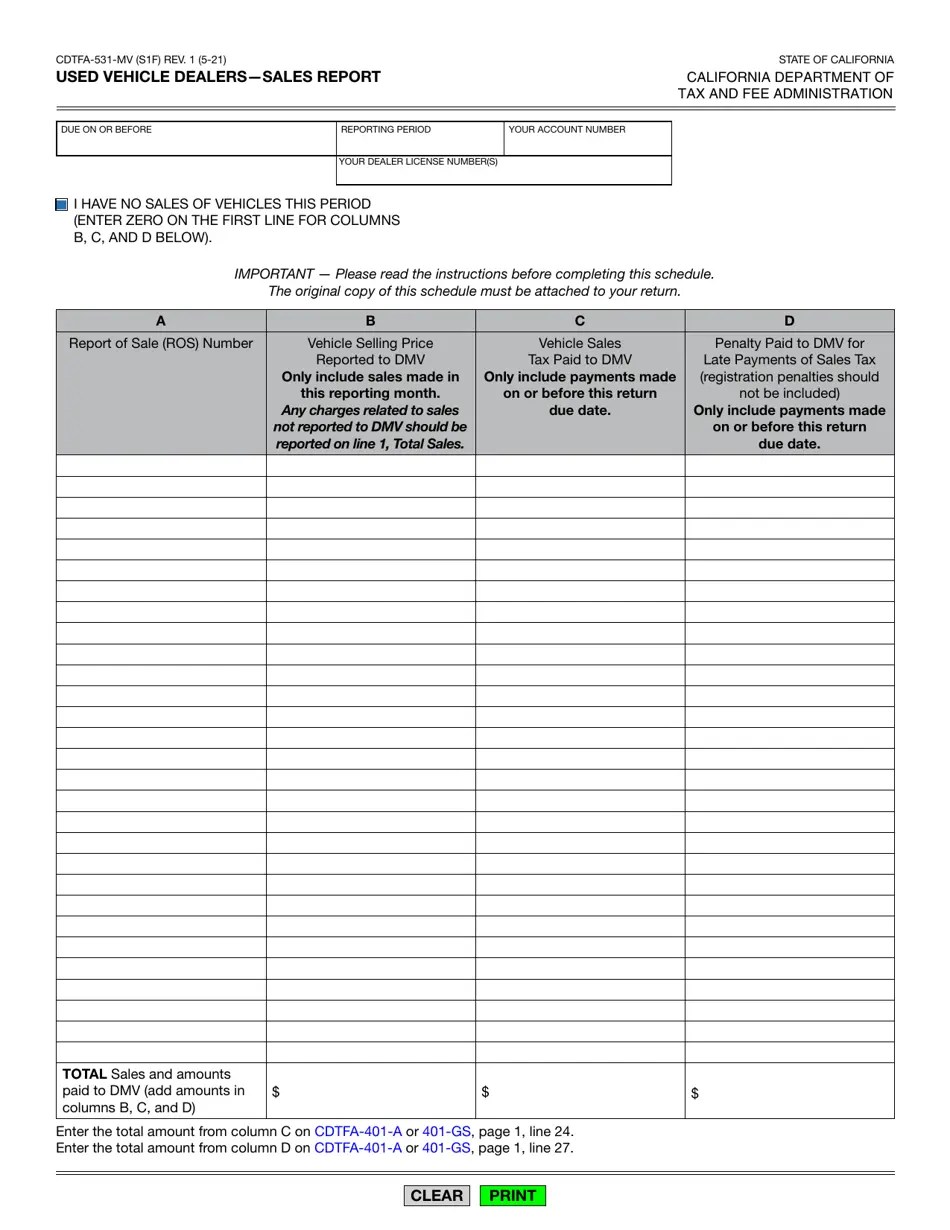 Form CDTFA531MV Fill Out, Sign Online and Download Fillable PDF