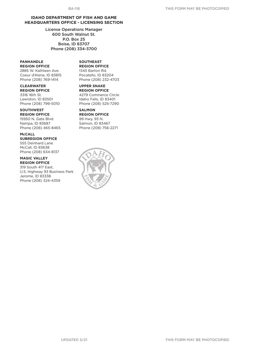 Form BA116 Fill Out, Sign Online and Download Printable PDF, Idaho Templateroller