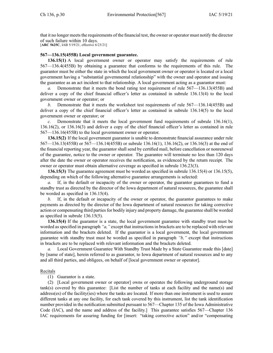 Iowa Chapter 136 Financial Responsibility for Underground Storage