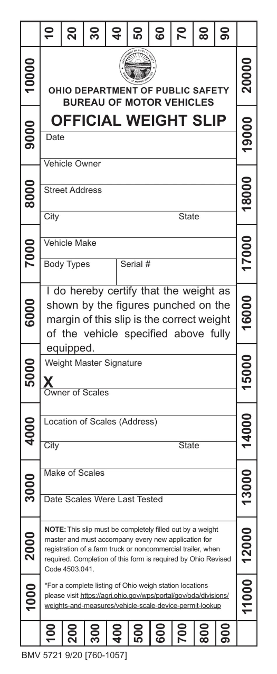 Form BMV5721 Fill Out, Sign Online and Download Printable PDF, Ohio