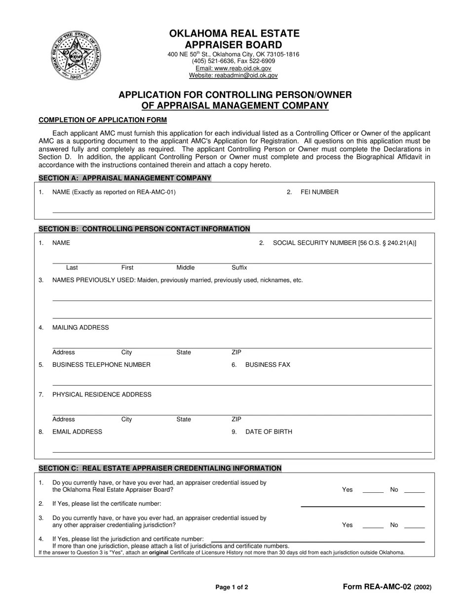 Form REAAMC02 Fill Out, Sign Online and Download Printable PDF