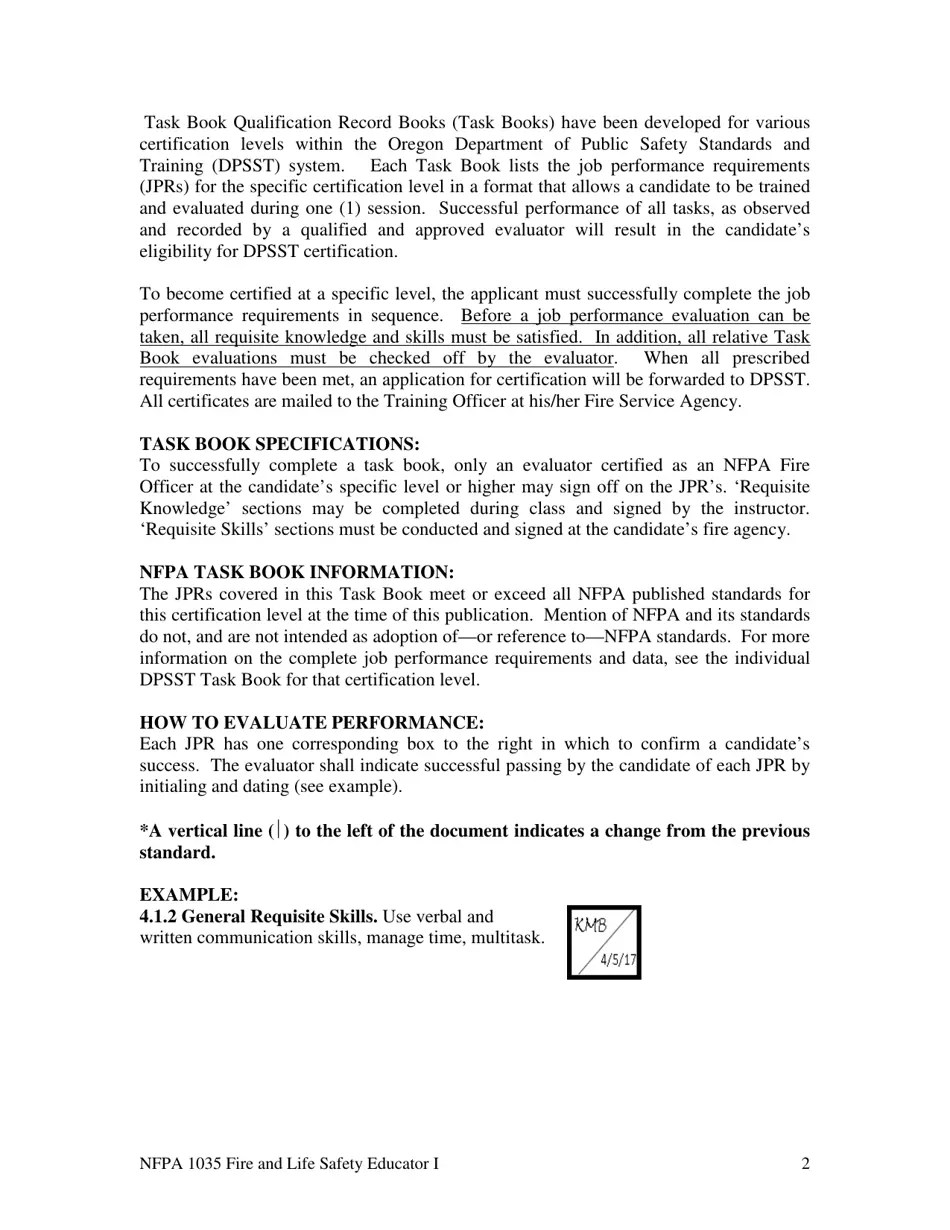 Oregon NFPA Fire and Life Safety Educator I Task Book Fill Out, Sign Online and Download PDF