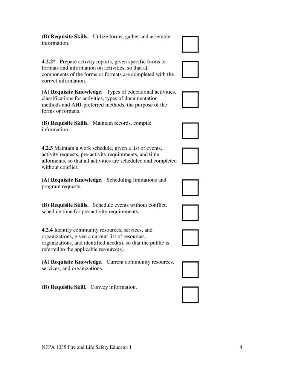 Oregon NFPA Fire and Life Safety Educator I Task Book Fill Out, Sign