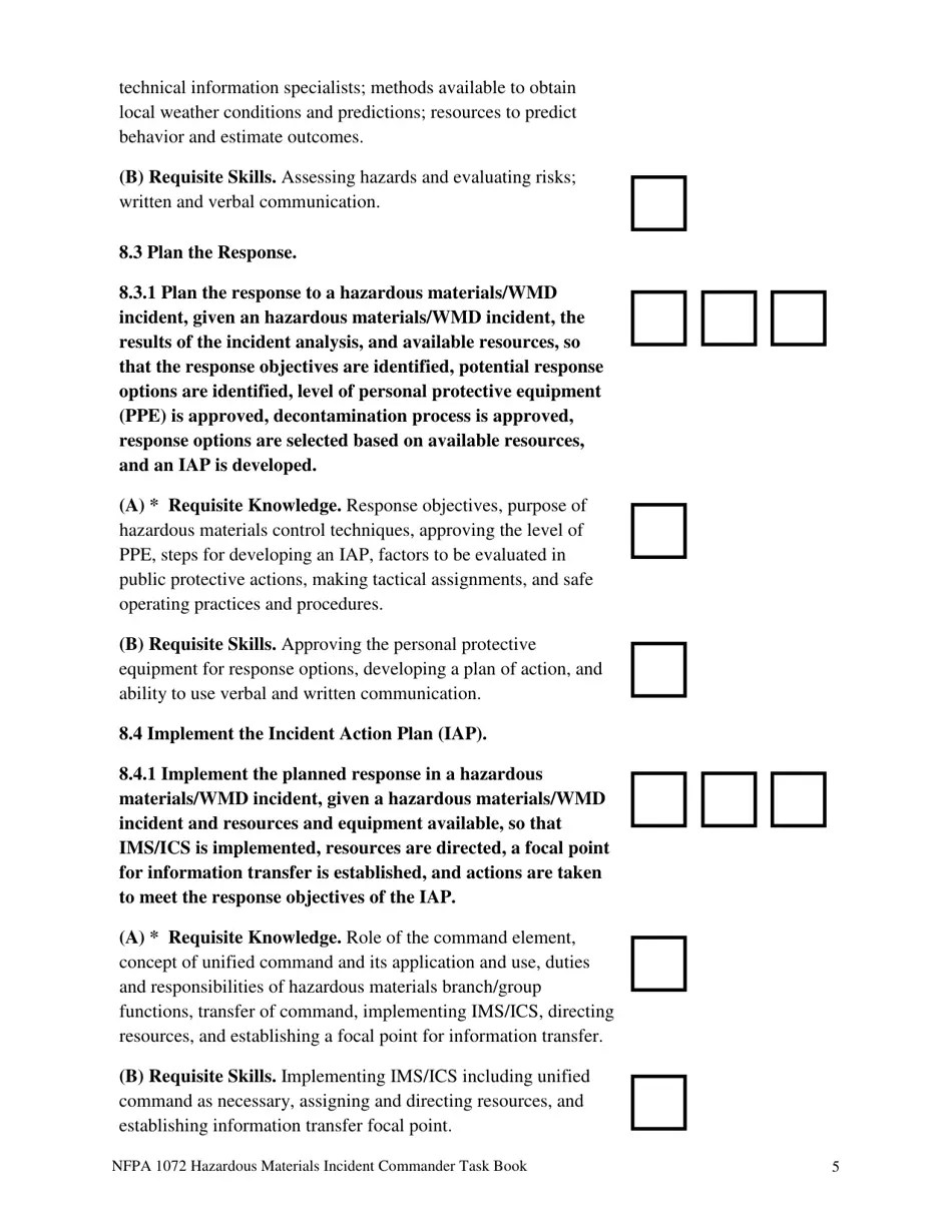 Oregon NFPA Hazardous Materials Incident Commander Task Book Fill Out