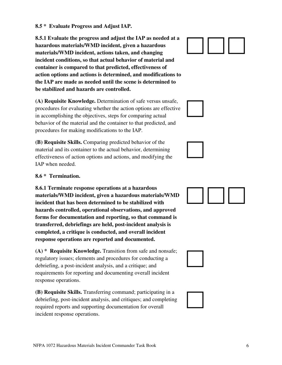 Oregon NFPA Hazardous Materials Incident Commander Task Book Fill Out