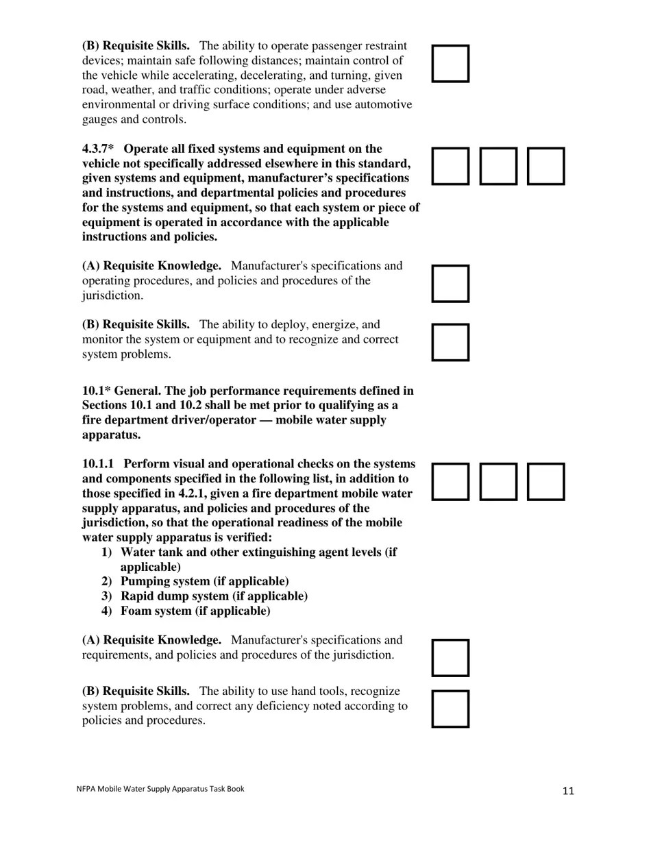 Oregon NFPA Mobile Water Supply Apparatus Task Book Fill Out, Sign