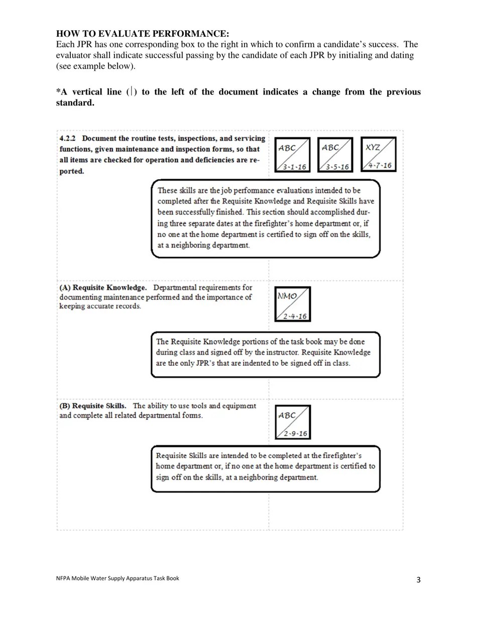 Oregon NFPA Mobile Water Supply Apparatus Task Book Fill Out, Sign