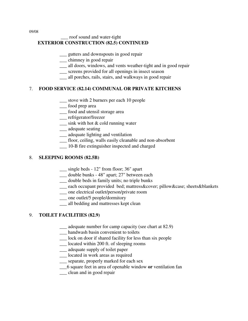 Pennsylvania Seasonal Farm Labor Camp Selfinspection Checklist Fill