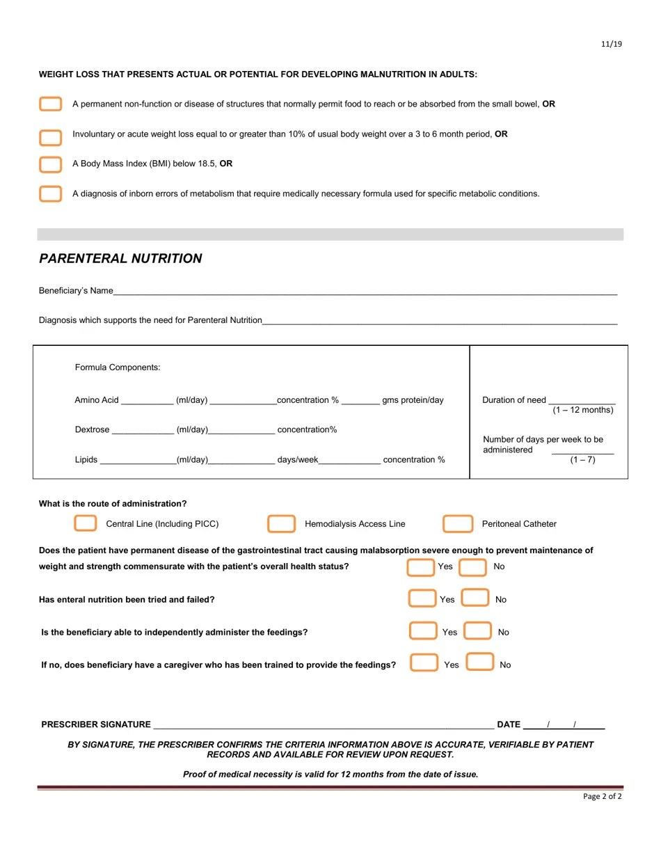 Rhode Island Certificate of Medical Necessity for Enteral and