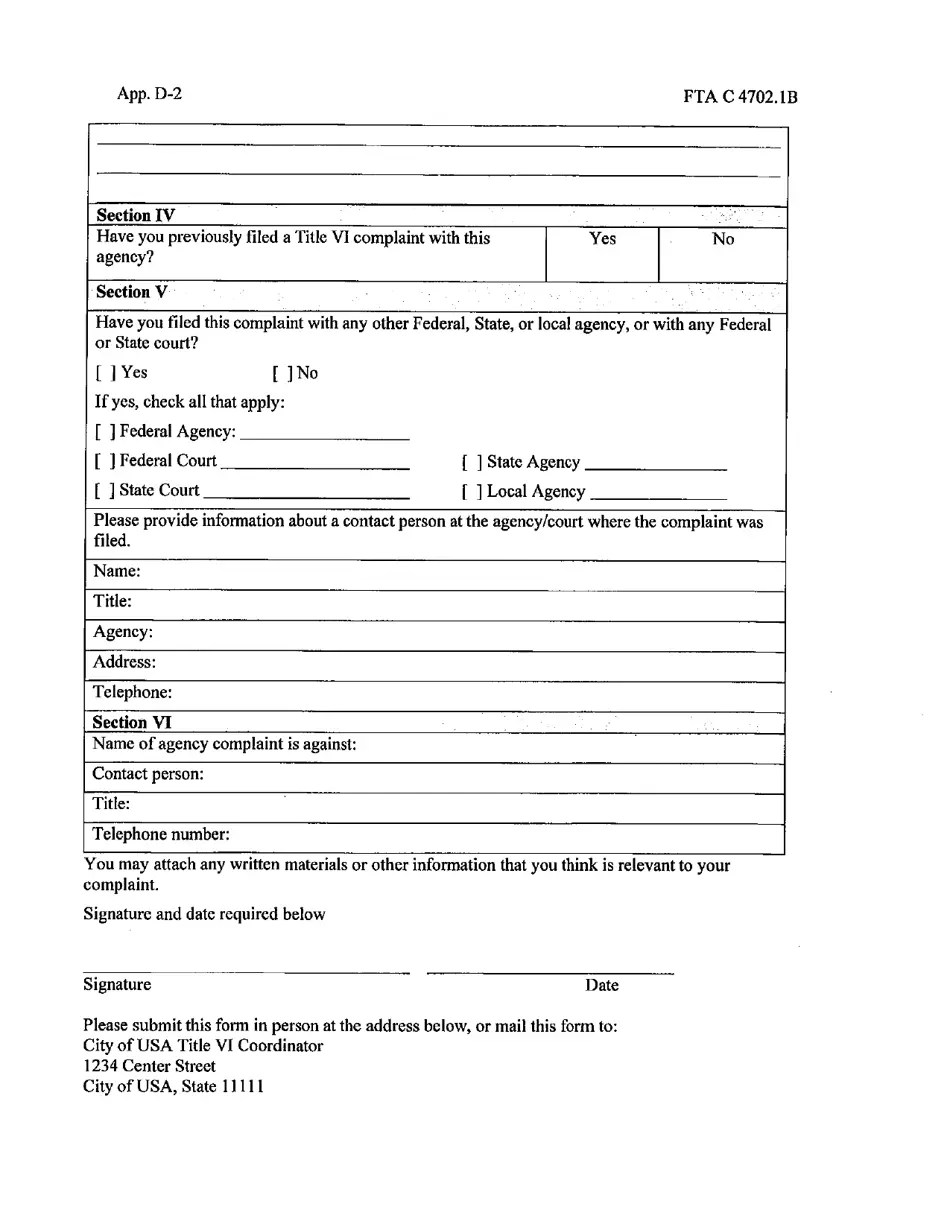 South Dakota Sample Title VI Complaint Form Fill Out, Sign Online and