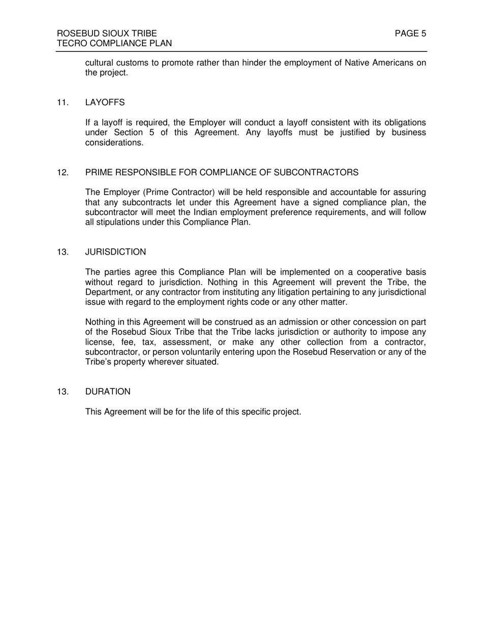 South Dakota Rosebud Sioux Tribe Tribal Employment and Contracting