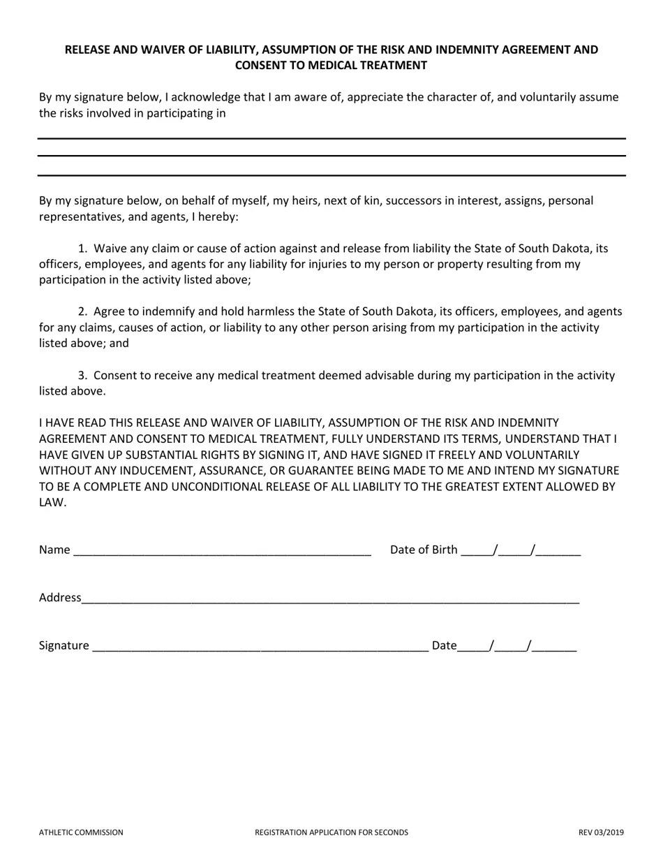 South Dakota Registration Application for Seconds Fill Out, Sign